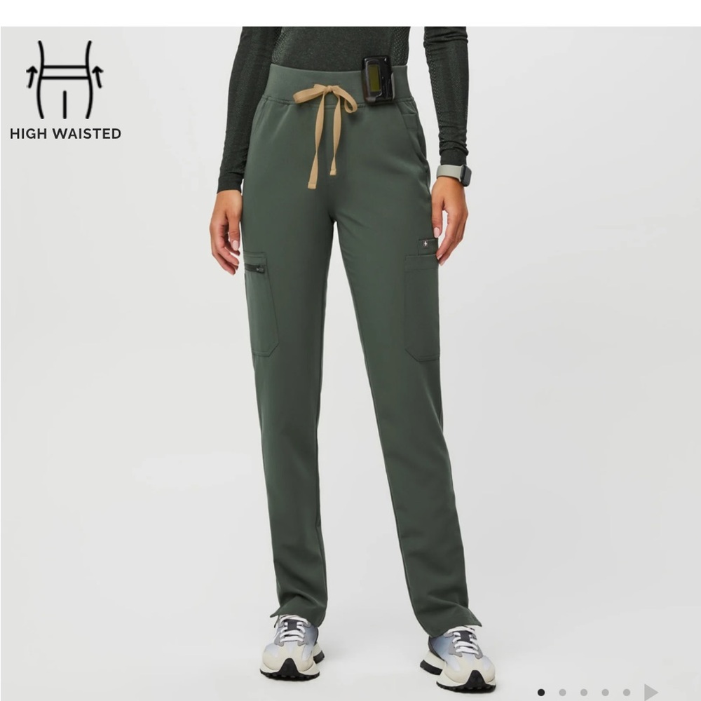 Figs army green with orange tie yola straight leg scrub pant
